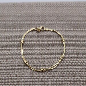 7 Inch Gold Over Sterling Silver X Pattern Chain Bracelet A2208